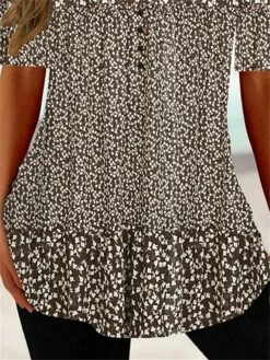 Women's Shirt Blouse White Brown Floral Button Print 3/4 Length Sleeve Casual Weekend Tunic Basic Round Neck Regular Fit Floral -LIGHTINTHEBOX Shop qhakkz1677663738770