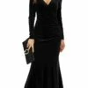 Women‘s Party Dress Wedding Guest Dress Sheath Dress Trumpet / Mermaid Dress Long Dress Maxi Dress Black Wine Purple Long Sleeve Pure Color Ruched Fall Autumn V Neck Elegant Winter Dress Evening Party -LIGHTINTHEBOX Shop qhciiu1662695189128