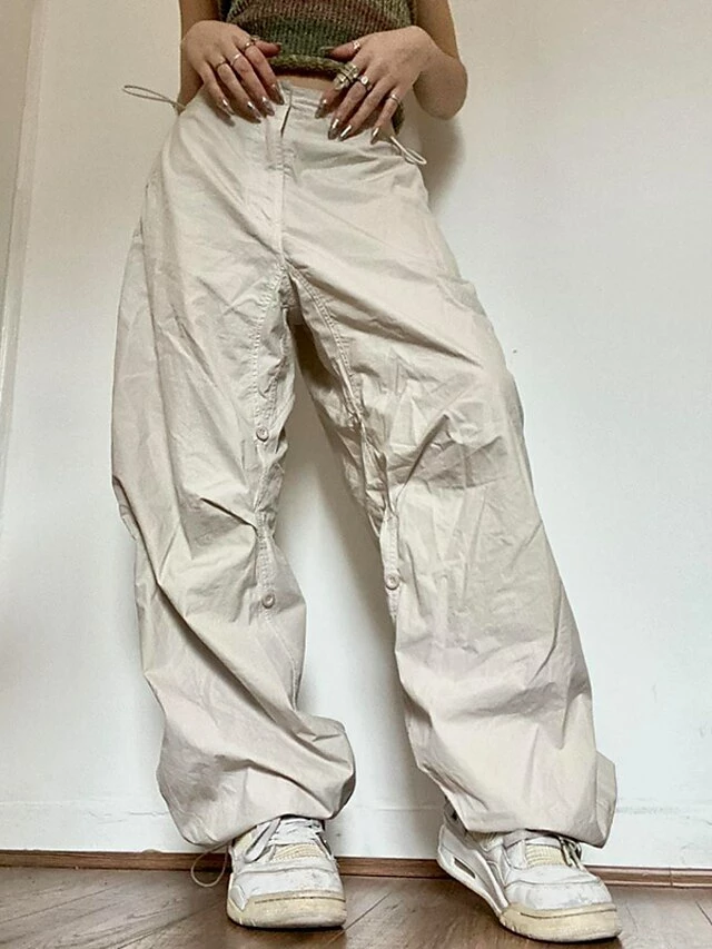 Women‘s Cargo Parachute pants Trousers Baggy Full Length Cotton Blend Side Pockets Baggy Micro-elastic Mid Waist Fashion Casual Weekend Black Brown S M Summer Spring &Fall 10 Women‘s Cargo Parachute pants Trousers Baggy Full Length Cotton Blend Side Pockets Baggy Micro-elastic Mid Waist Fashion Casual Weekend Black Brown S M Summer Spring &Fall - Image 8