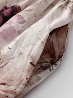 Women's Casual Dress Cotton Linen Dress Midi Dress Cotton Fashion Casual Outdoor Daily Vacation Crew Neck Pocket Print 3/4 Length Sleeve Spring Fall Autumn 2023 Loose Fit Pink Floral M L XL 2XL -LIGHTINTHEBOX Shop qjmcsg1693967811186