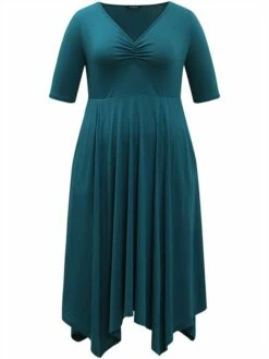 Women's Plus Size Curve Casual Dress Swing Dress A Line Dress Plain Midi Dress Half Sleeve Ruched Pocket V Neck Fashion Daily Dark Green Spring Fall L XL 2XL 3XL 4XL 15 Women's Plus Size Curve Casual Dress Swing Dress A Line Dress Plain Midi Dress Half Sleeve Ruched Pocket V Neck Fashion Daily Dark Green Spring Fall L XL 2XL 3XL 4XL -LIGHTINTHEBOX Shop qjojeh1697164739342
