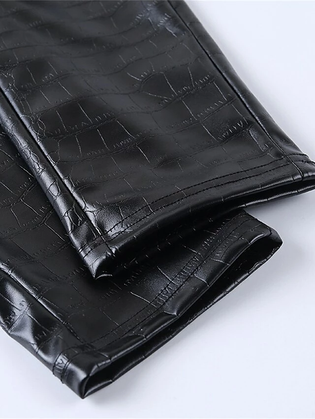 Women's Skinny Leather Pants Pants Trousers PU Black High Waist Fashion Streetwear Party Street Daily Micro-elastic Full Length Breathability Plain XS S M 16 Women's Skinny Leather Pants Pants Trousers PU Black High Waist Fashion Streetwear Party Street Daily Micro-elastic Full Length Breathability Plain XS S M - Image 14