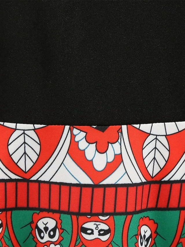 Women's Christmas Retro 1950s Vintage Dress Midi Dress Party Ruched Bow Christmas Tree Crew Neck Long Sleeve Regular Fit Fall Winter 2023 Black S M L XL 6 Women's Christmas Retro 1950s Vintage Dress Midi Dress Party Ruched Bow Christmas Tree Crew Neck Long Sleeve Regular Fit Fall Winter 2023 Black S M L XL - Image 4