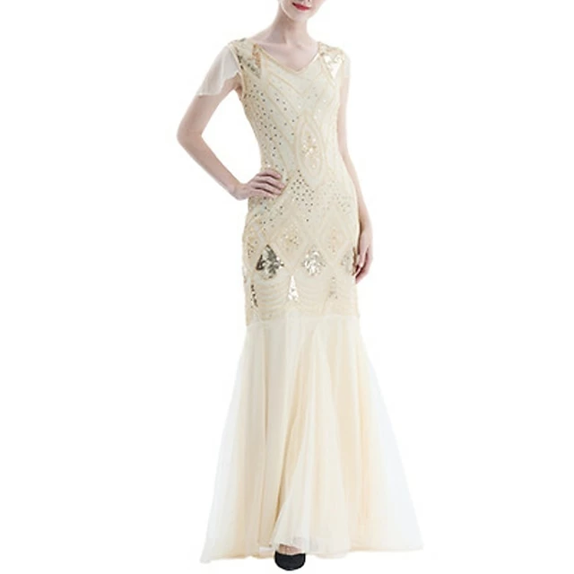 Women's Retro 1920s Sequin Dress Long Dress Maxi Dress Party Evening Party Sequins Mesh Geometric V Neck Short Sleeve Regular Fit Spring Fall 2023 Black Red S M L XL 3 Women's Retro 1920s Sequin Dress Long Dress Maxi Dress Party Evening Party Sequins Mesh Geometric V Neck Short Sleeve Regular Fit Spring Fall 2023 Black Red S M L XL