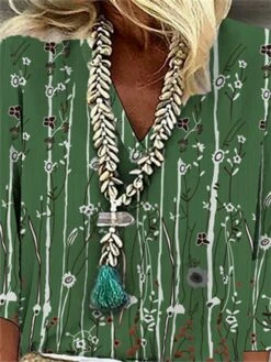 Women's Shirt Blouse White Green Floral Print 3/4 Length Sleeve Casual Holiday Fashion Basic Elegant V Neck Regular Fit Floral 13 Women's Shirt Blouse White Green Floral Print 3/4 Length Sleeve Casual Holiday Fashion Basic Elegant V Neck Regular Fit Floral -LIGHTINTHEBOX Shop qnjwms1681467816588