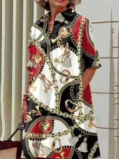 Women's Shirt Dress Casual Dress Midi Dress Outdoor Office Daily Polyester Fashion Modern Shirt Collar Button Pocket Long Sleeve Fall Winter 2023 Loose Fit Black Pink Wine Color Block Graffiti S M L -LIGHTINTHEBOX Shop qnpnny1693390906930