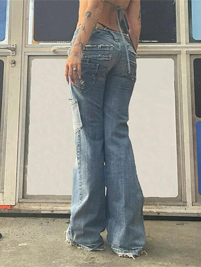 Women's Jeans Wide Leg Pants Trousers Full Length Vintage Fashion Street Daily Blue S M Fall Winter 4 Women's Jeans Wide Leg Pants Trousers Full Length Vintage Fashion Street Daily Blue S M Fall Winter - Image 2