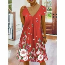 Women's Casual Dress Summer Dress Print Dress Floral Print V Neck Mini Dress Active Fashion Outdoor Daily Short Sleeve Regular Fit Black And White Olive Green Colourful Summer Spring S M L XL XXL -LIGHTINTHEBOX Shop qoevxc1684488687121