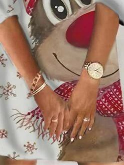 Women‘s Christmas Sweat DressShort Mini Dress White 3/4 Length Sleeve Elk Snowflake Print Fall Winter V Neck Vacation Casual 2022 S M L XL XXL 3XL -LIGHTINTHEBOX Shop qoiwtv1663555336234