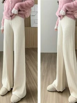 Women's Wide Leg Pants Trousers Full Length Fashion Streetwear Street Daily Grey Black One-Size Fall Winter