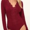Women's Bodysuit Cotton Black White Wine Plain Lace Long Sleeve Casual Basic V Neck Bodycon Fall & Winter 2 Women's Bodysuit Cotton Black White Wine Plain Lace Long Sleeve Casual Basic V Neck Bodycon Fall & Winter -LIGHTINTHEBOX Shop qplkuh1668589931767
