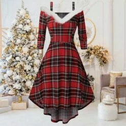Women's Christmas Swing Dress Skater Dress Green Red Black Long Sleeve Pure Color Cold Shoulder Plus High Low Winter Fall V Neck Classic ModernFall Dress Slim 2022 S M L XL 2XL 3XL / Winter Dress -LIGHTINTHEBOX Shop qqdaiw1668155201214