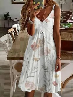 Women's Casual Dress Tank Dress Summer Dress Floral Print V Neck Mini Dress Active Fashion Outdoor Street Sleeveless Regular Fit White Pink Red Summer Spring S M L XL XXL -LIGHTINTHEBOX Shop qqllbd1688457813143