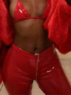 Women's Slim Leather Pants Tights Pants Trousers Faux Leather Black Red High Waist Fashion Punk & Gothic Hippie Party Club Micro-elastic Short Comfort Plain S M L XL XXL -LIGHTINTHEBOX Shop qsshfi1692602749808