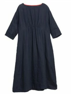 Women's Work Dress Semi Formal Dress Fashion Midi Dress Ruched Pocket Crew Neck 3/4 Length Sleeve Plain Loose Fit Dark Blue Fall Winter M L XL XXL -LIGHTINTHEBOX Shop qtazhp1693300616220