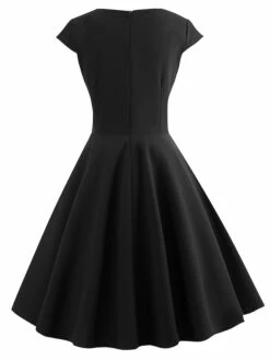 Women's Swing Dress Vintage Tea Dresses Midi Dress Black Yellow Pink Short Sleeve Pure Color Ruched Spring Summer Crew Neck Vintage Daily Weekend Slim S M L XL XXL -LIGHTINTHEBOX Shop qtgarl1599445947238