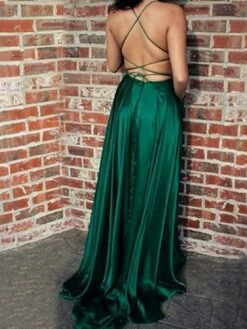 Women‘s Prom Party Dress Homecoming Dress Satin Maxi Long Dress Green Red Sleeveless Pure Color Split Spring Summer Spaghetti Strap Party Stylish Elegant Party 2023 S M L XL -LIGHTINTHEBOX Shop qttcsw1677666506838