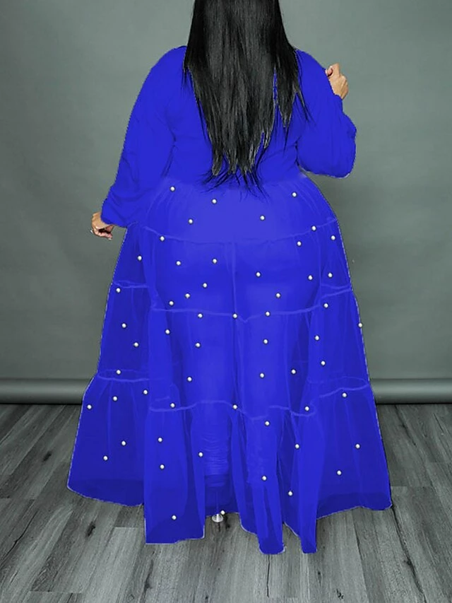 Women‘s Plus Size Curve Flattering Dresses Elegant Apple Shaped Dress Wedding Guest Casual Dress Swing Dress Polka Dot Long Dress Maxi Dress Long Sleeve Mesh Stand Collar Basic Daily Spring Summer 11 Women‘s Plus Size Curve Flattering Dresses Elegant Apple Shaped Dress Wedding Guest Casual Dress Swing Dress Polka Dot Long Dress Maxi Dress Long Sleeve Mesh Stand Collar Basic Daily Spring Summer - Image 9