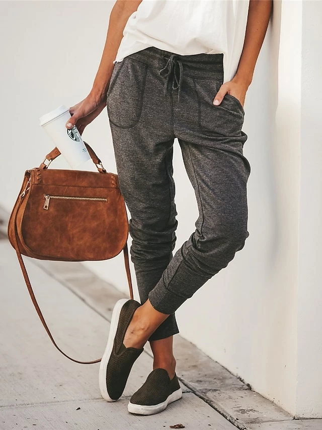 Women's Cargo Pants Sweatpants Chinos Full Length Cotton Blend Pocket Micro-elastic High Waist Fashion Streetwear Street Daily Black Wine S M Fall & Winter 3 Women's Cargo Pants Sweatpants Chinos Full Length Cotton Blend Pocket Micro-elastic High Waist Fashion Streetwear Street Daily Black Wine S M Fall & Winter