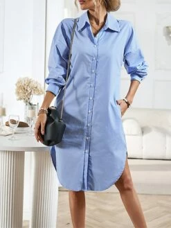 Women's Casual Dress Work Dress Shift Dress Mini Dress Outdoor Office Business Cotton Classic Modern Shirt Collar Button Pocket Long Sleeve Summer Spring Fall 2023 Loose Fit Black White Blue Pure 37 Women's Casual Dress Work Dress Shift Dress Mini Dress Outdoor Office Business Cotton Classic Modern Shirt Collar Button Pocket Long Sleeve Summer Spring Fall 2023 Loose Fit Black White Blue Pure -LIGHTINTHEBOX Shop qwmity1688542179239