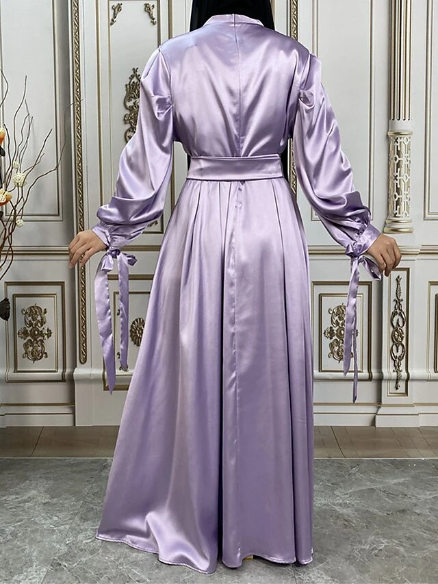 Women's Long Dress Maxi Dress Party Dress Casual Dress Satin Dress Pure Color Fashion Streetwear Outdoor Daily Holiday Lace Up Ruched Long Sleeve Stand Collar Dress Loose Fit Black Royal Blue Purple 14 Women's Long Dress Maxi Dress Party Dress Casual Dress Satin Dress Pure Color Fashion Streetwear Outdoor Daily Holiday Lace Up Ruched Long Sleeve Stand Collar Dress Loose Fit Black Royal Blue Purple - Image 12