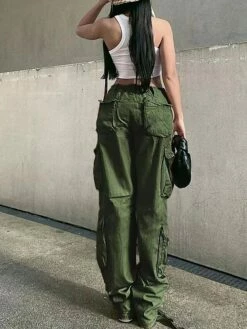 Women's Cargo Pants Chinos Pants Trousers Full Length Cotton Micro-elastic Mid Waist Fashion Streetwear Street Daily Dark-Gray Rice White S M Fall Winter -LIGHTINTHEBOX Shop raffoi1693552827726