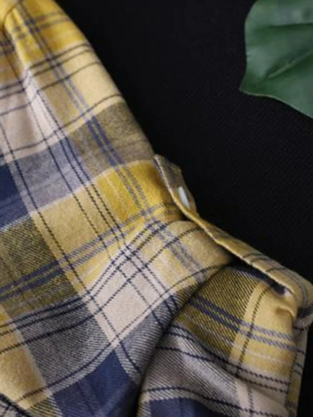 Women's Shirt Blouse Cotton Yellow Pink Khaki Plaid Button Print Long Sleeve Daily Going Out Weekend Streetwear Casual Shirt Collar Regular Fit Spring Fall Winter 8 Women's Shirt Blouse Cotton Yellow Pink Khaki Plaid Button Print Long Sleeve Daily Going Out Weekend Streetwear Casual Shirt Collar Regular Fit Spring Fall Winter - Image 6