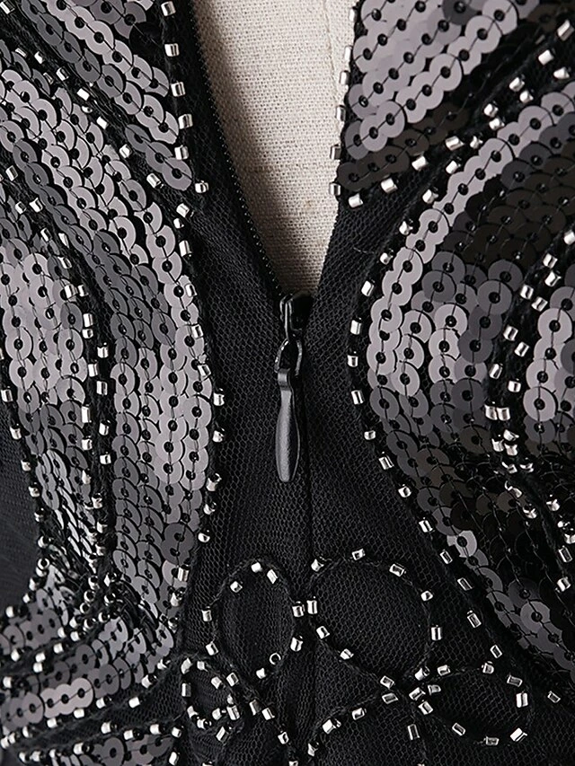 Women's Retro 1920s Fringe Dress Midi Dress Party Halloween Sequins Tassel Fringe Floral Crewneck Short Sleeve Regular Fit Spring Fall 2023 Black Gold S M L XL 9 Women's Retro 1920s Fringe Dress Midi Dress Party Halloween Sequins Tassel Fringe Floral Crewneck Short Sleeve Regular Fit Spring Fall 2023 Black Gold S M L XL - Image 7