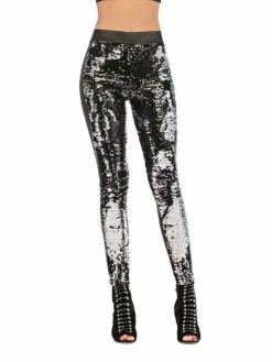 Women's Skinny Pants Trousers Full Length Sequins Micro-elastic Mid Waist Fashion Streetwear Party Street Black Blue S M Fall Winter -LIGHTINTHEBOX Shop rblvln1692257391469