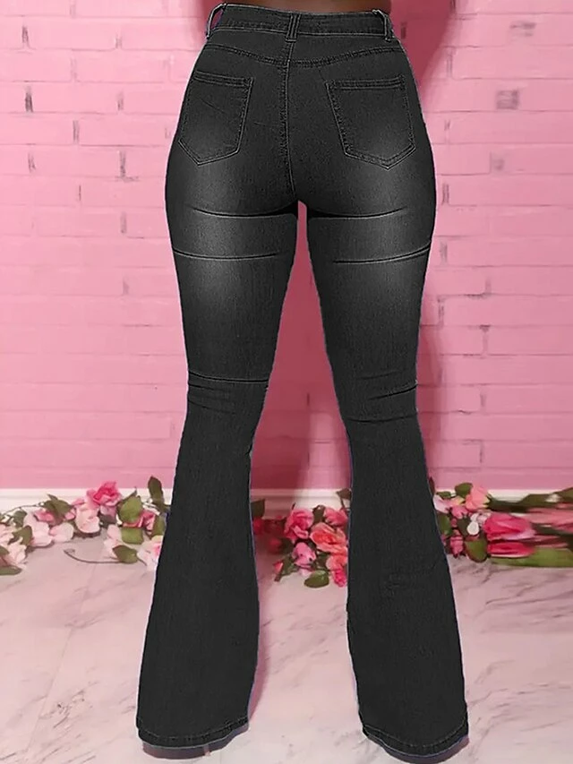 Women‘s Flare Jeans Bootcut Bell Bottom Full Length Cotton Denim Micro-elastic Mid Waist Fashion Streetwear Street Daily Robin‘s Egg Blue Dark Navy XL 2XL Fall Winter 14 Women‘s Flare Jeans Bootcut Bell Bottom Full Length Cotton Denim Micro-elastic Mid Waist Fashion Streetwear Street Daily Robin‘s Egg Blue Dark Navy XL 2XL Fall Winter - Image 12