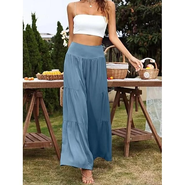 Casual High Waist Wide Leg Cotton Linen Stitching High Waist Loose Trousers Women's Pants 7 Casual High Waist Wide Leg Cotton Linen Stitching High Waist Loose Trousers Women's Pants - Image 5