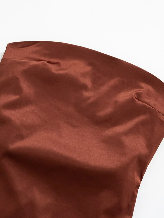 Women‘s Prom Party Dress Wedding Guest Stain Maxi Long Dress Pink Yellow Brown Sleeveless Pure Color Backless Spring Summer Strapless Sexy Mature Party Slim 2023 S M L 12 Women‘s Prom Party Dress Wedding Guest Stain Maxi Long Dress Pink Yellow Brown Sleeveless Pure Color Backless Spring Summer Strapless Sexy Mature Party Slim 2023 S M L - Image 10