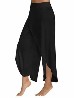 Women's Culottes Wide Leg Wide Leg Chinos Ruffle Layered Stretchy Mid Waist Basic Casual / Sporty Casual Daily Black White S M Summer Spring &Fall -LIGHTINTHEBOX Shop rdcvax1634640622999