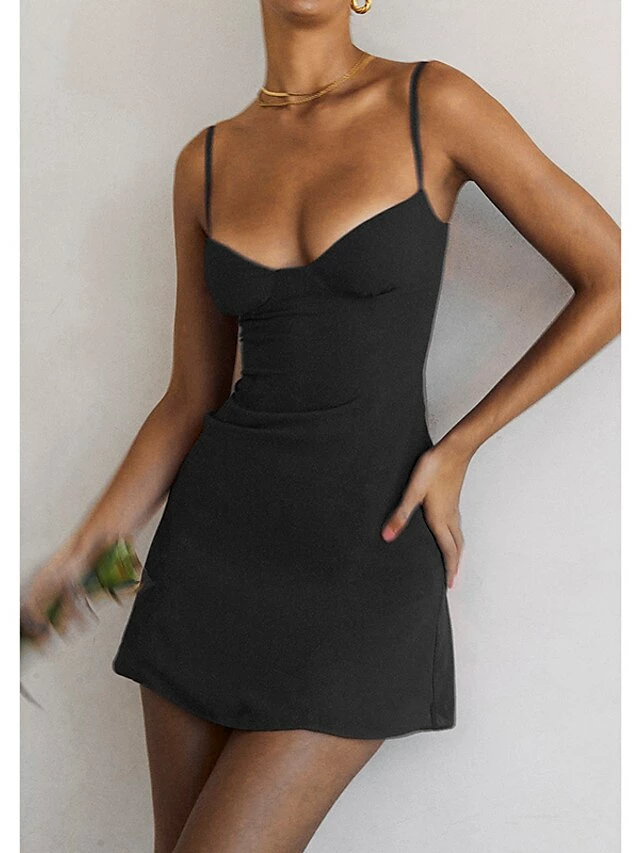 Women's Party Dress Sheath Dress Strap Dress Mini Dress Black Red Sleeveless Pure Color Cold Shoulder Summer Spring Spaghetti Strap Stylish Slim 2023 S M L 13 Women's Party Dress Sheath Dress Strap Dress Mini Dress Black Red Sleeveless Pure Color Cold Shoulder Summer Spring Spaghetti Strap Stylish Slim 2023 S M L - Image 11