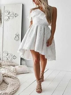 Women‘s Christmas Party Dress Homecoming Dress Lace Dress Cocktail Dress Mini Dress White Pink Wine Short Sleeve Pure Color Lace Fall Winter Autumn One Shoulder Fashion Vacation 2023 S M L XL -LIGHTINTHEBOX Shop rdyabh1694166362757