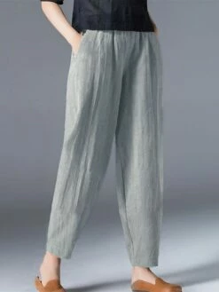 Women's Bloomers Cropped Pants Harem Pants Ankle-Length Cotton And Linen Pocket High Cut High Waist Vacation Streetwear Outdoor Street Wine Black S M Winter Autumn / Fall -LIGHTINTHEBOX Shop rfcstp1697681134588