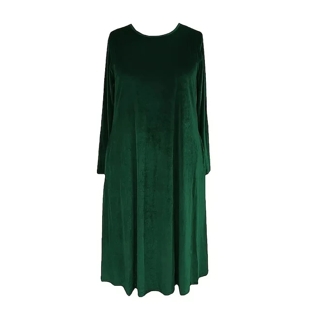 Women‘s Velvet Dress Shift Dress Caftan Dress Long Dress Maxi Dress Green Black Purple Long Sleeve Pure Color Pocket Winter Fall Spring Crew Neck Mature Winter Dress Daily Vacation 2023 17 Women‘s Velvet Dress Shift Dress Caftan Dress Long Dress Maxi Dress Green Black Purple Long Sleeve Pure Color Pocket Winter Fall Spring Crew Neck Mature Winter Dress Daily Vacation 2023 - Image 15