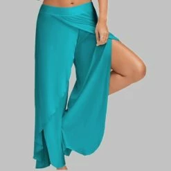 Women's Culottes Wide Leg Pants Trousers Baggy Light Green Light Grey Light Blue Mid Waist Stylish Boho Daily Going Out Soft Plain S M L XL XXL