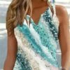 Women's Tank Top Green Graphic Abstract Print Sleeveless Casual Basic V Neck Regular Fit -LIGHTINTHEBOX Shop riduqd1684405322499