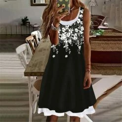 Women's Casual Dress Formal Dress Tank Dress Mini Dress White Pink Red Sleeveless Floral Fake Two Piece Summer Spring Crew Neck Vacation Vacation Summer Dress Spring Dress 2023 S M L XL XXL 3XL