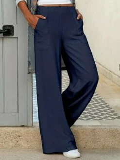 Women's Wide Leg Pants Trousers Full Length Fashion Streetwear Street Daily Navy-blue Light Gray S M Fall Winter -LIGHTINTHEBOX Shop rkcdkc1695025413688