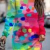 Women's Casual Dress Sweatshirt Dress Winter Dress Graffiti Print Crew Neck Mini Dress Fashion Streetwear Outdoor Daily Long Sleeve Loose Fit Red Navy Blue Blue Fall Winter S M L XL XXL -LIGHTINTHEBOX Shop rlwfwt1694077609864