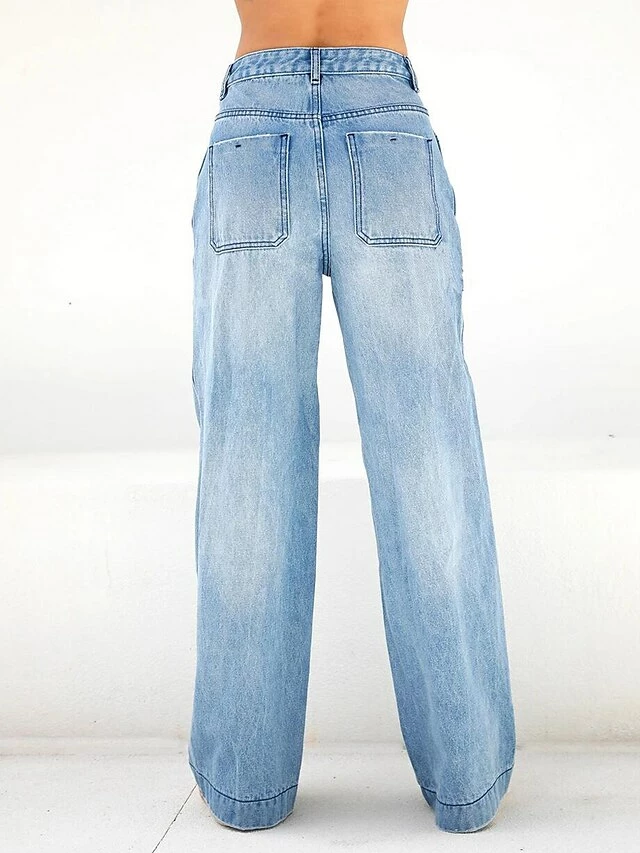 Women's Jeans Wide Leg Pants Trousers Full Length Fashion Streetwear Street Daily 629 Blue 628 Light Blue XS S Fall Winter 8 Women's Jeans Wide Leg Pants Trousers Full Length Fashion Streetwear Street Daily 629 Blue 628 Light Blue XS S Fall Winter - Image 6