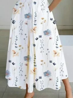 Women's Shirt Dress Casual Dress Midi Dress Outdoor Office Daily Cotton Fashion Modern Split Neck Button Pocket Sleeveless Summer Spring 2023 Loose Fit White Blue Leaf Polka Dot S M L XL XXL -LIGHTINTHEBOX Shop rokmwl1688542283376