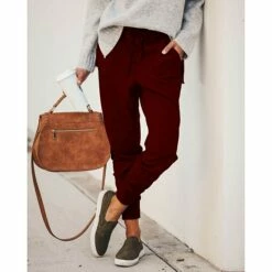 Women's Cargo Pants Chinos Slacks Ankle-Length Pocket Stretchy Mid Waist Streetwear Casual / Sporty Daily Weekend Black Wine S M Summer Spring &Fall -LIGHTINTHEBOX Shop roxoyj1617176955975