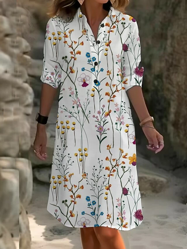 Women's Shirt Dress Casual Dress Cotton Linen Dress Midi Dress Polyester Fashion Casual Daily Outdoor Daily Vacation Shirt Collar Button Pocket Long Sleeve Summer Spring Fall 2023 Loose Fit White Red 6 Women's Shirt Dress Casual Dress Cotton Linen Dress Midi Dress Polyester Fashion Casual Daily Outdoor Daily Vacation Shirt Collar Button Pocket Long Sleeve Summer Spring Fall 2023 Loose Fit White Red - Image 4