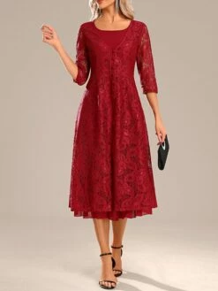 Women's Party Dress Lace Dress Cocktail Dress Midi Dress Red 3/4 Length Sleeve Pure Color Lace Spring Fall Winter Crew Neck Fashion Winter Dress Christmas Wedding Guest 2023 S M L XL XXL 3XL 12 Women's Party Dress Lace Dress Cocktail Dress Midi Dress Red 3/4 Length Sleeve Pure Color Lace Spring Fall Winter Crew Neck Fashion Winter Dress Christmas Wedding Guest 2023 S M L XL XXL 3XL -LIGHTINTHEBOX Shop rqtxal1697613769960