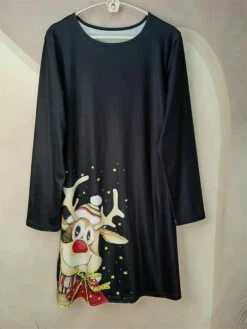 Women's Casual Dress Christmas Dress Sweatshirt Dress Snowflake Ugly Christmas Print Crew Neck Mini Dress Active Fashion Outdoor Christmas Long Sleeve Loose Fit Black Brown Khaki Fall Winter S M L XL -LIGHTINTHEBOX Shop rrcein1695888577200