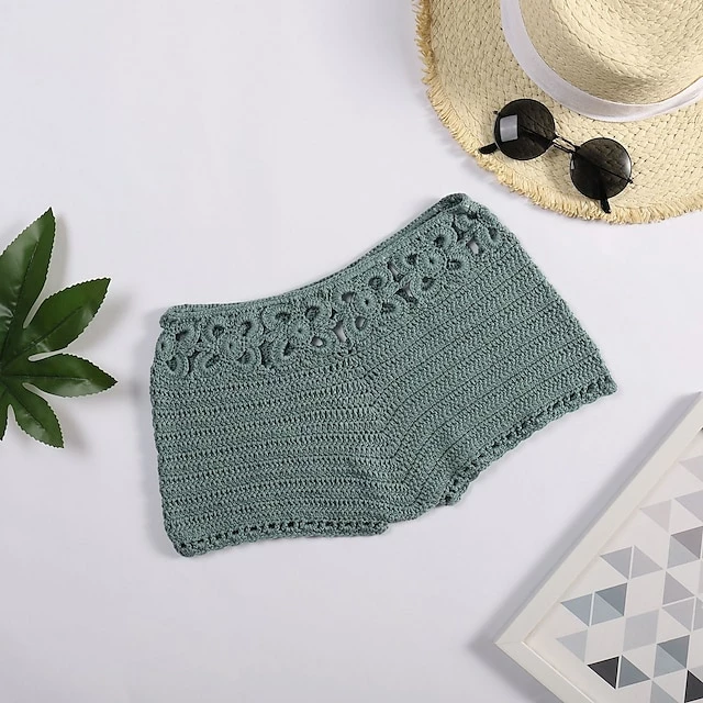 Women's Shorts Cheeky Shorts Green Khaki Red Mid Waist Fashion Crochet Holiday Beach Cut Out Crochet Micro-elastic Short Comfort Plain S M L 11 Women's Shorts Cheeky Shorts Green Khaki Red Mid Waist Fashion Crochet Holiday Beach Cut Out Crochet Micro-elastic Short Comfort Plain S M L - Image 9