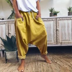 Women's Fashion Streetwear Chinos Harem Pants Side Pockets Baggy Elastic Drawstring Design Full Length Pants Casual Weekend Micro-elastic Plain Linen / Cotton Blend Comfort Mid Waist Loose Blue Gray -LIGHTINTHEBOX Shop rsukox1666933933594